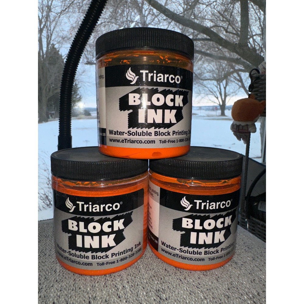 Triarco Orange Block Printing‎ Ink Water Soluble Relief Printmaking Lot of 3